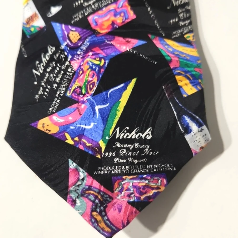 90's Wine Vogue Collection Nichols Winery Silk Tie Images of a Sommelier HTF NEW